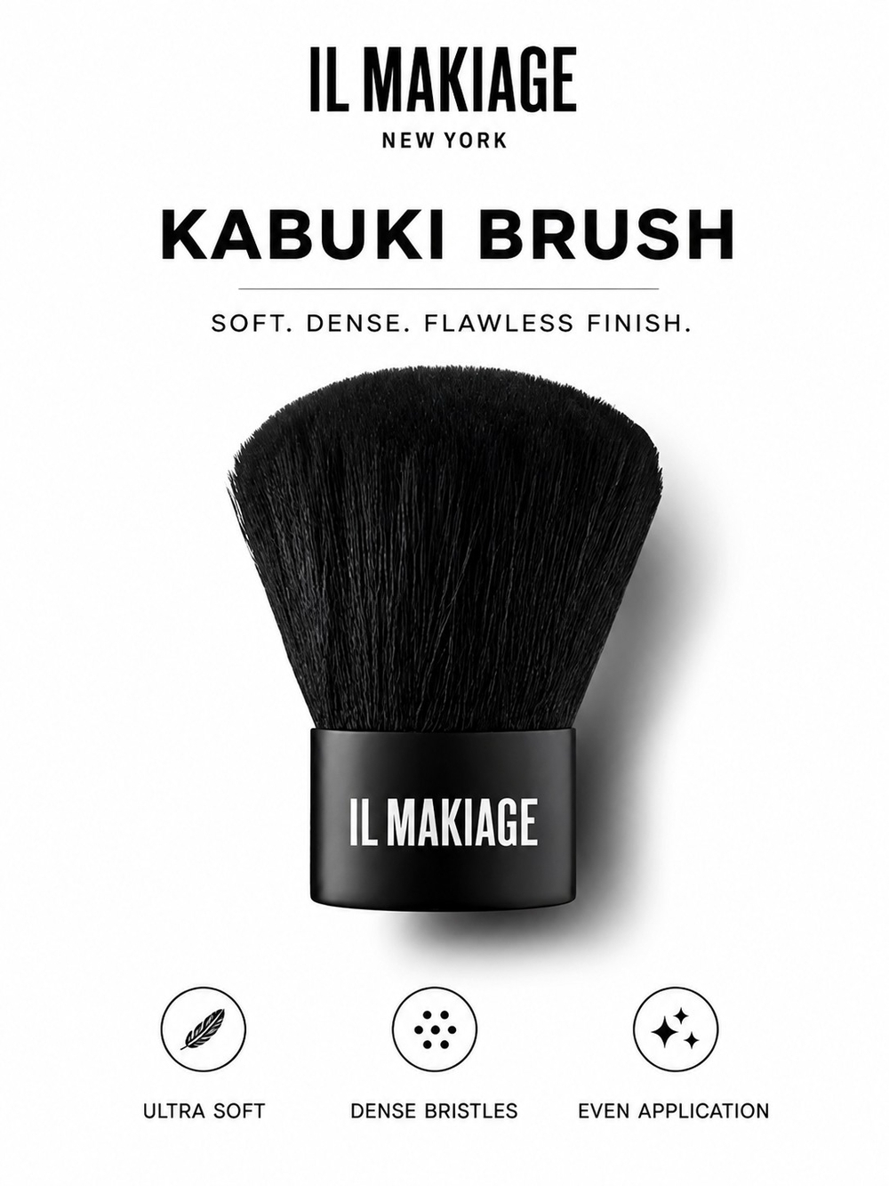 IL MAKIAGE Black Kabuki Brush - Ultra Soft Dense Bristles